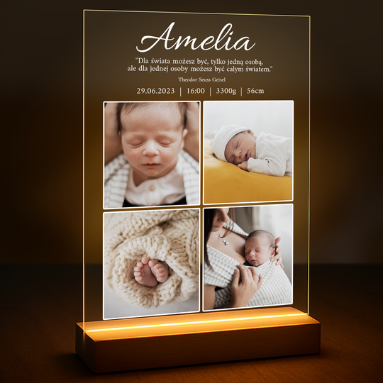 Fotokolaż na narodziny dziecka - druk na szkle z Twojego zdjęcia