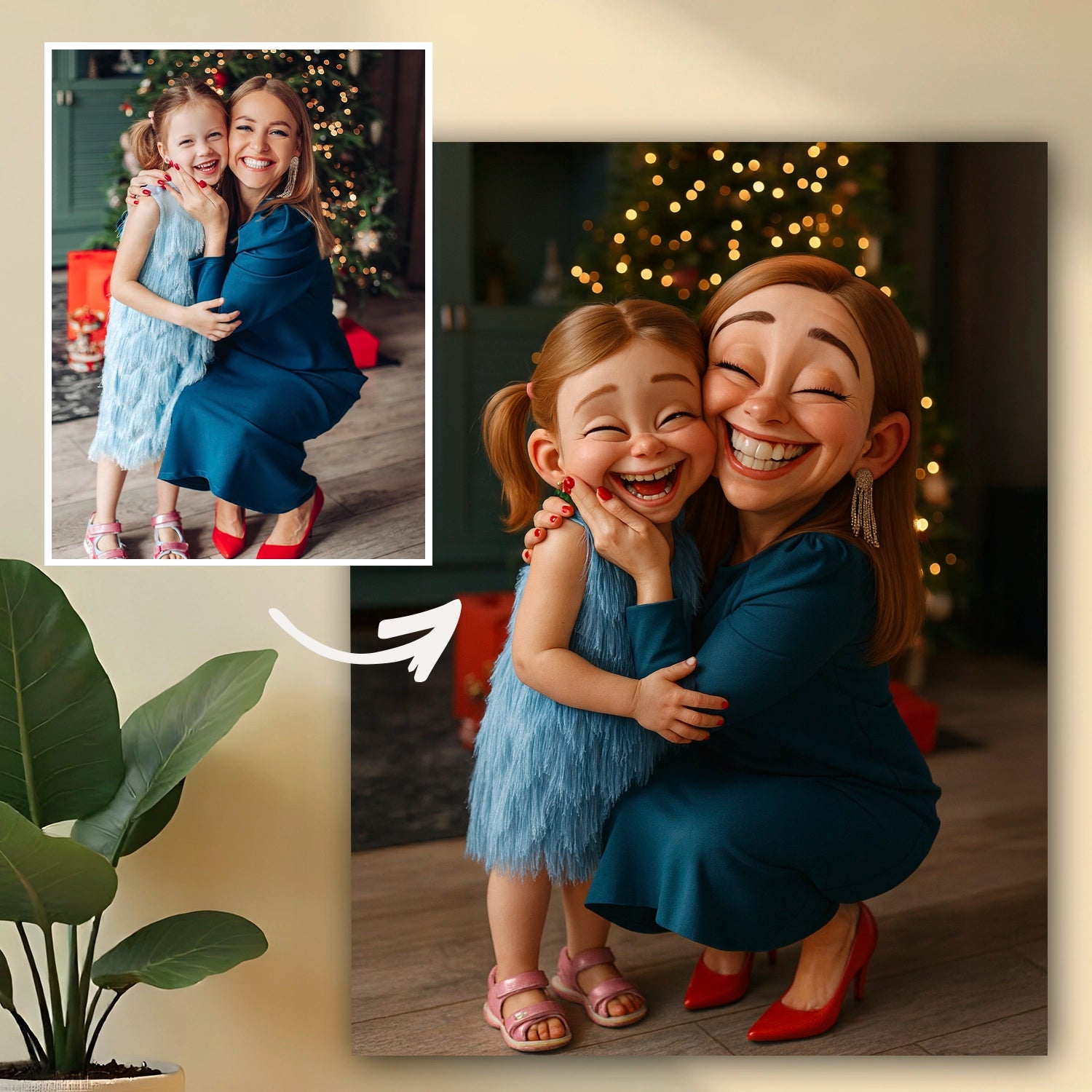 Image of Mama i córka w święta - obraz na płótnie z Twojego zdjęcia