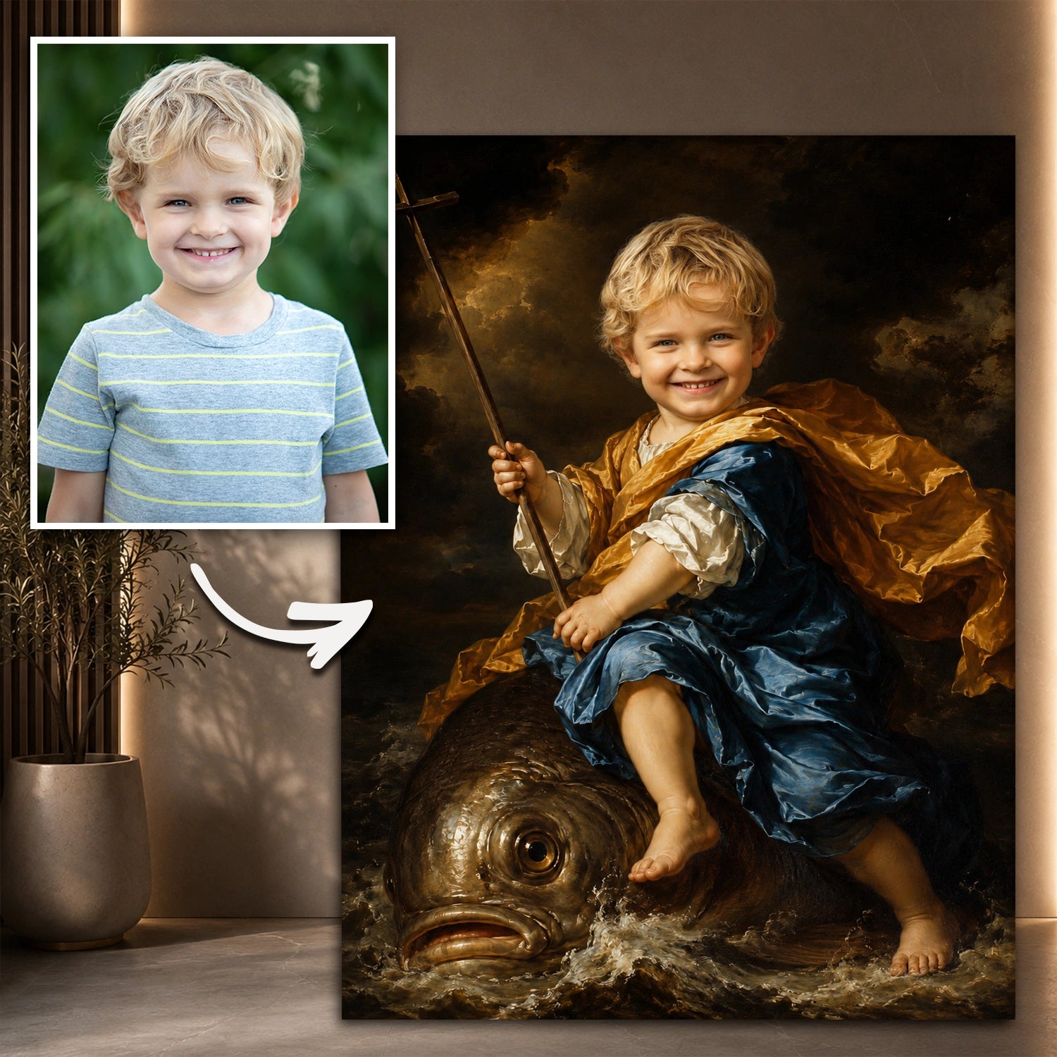 Image of Wyjątkowy prezent dla dziecka – portret na płótnie ze zdjęcia Przygody smyka