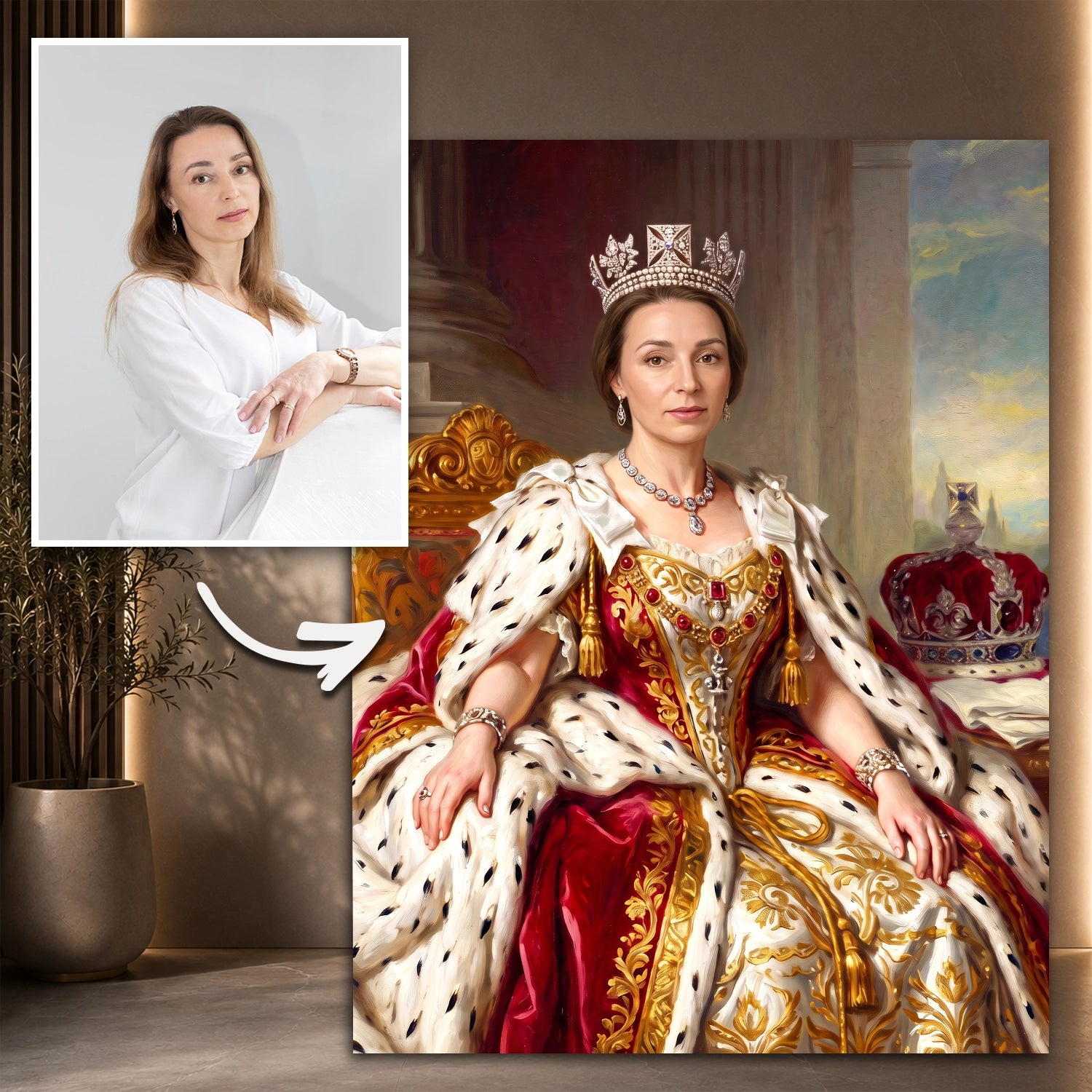 Image of Prezent dla niej na urodziny – portret na płótnie ze zdjęcia Niezwykła królowa