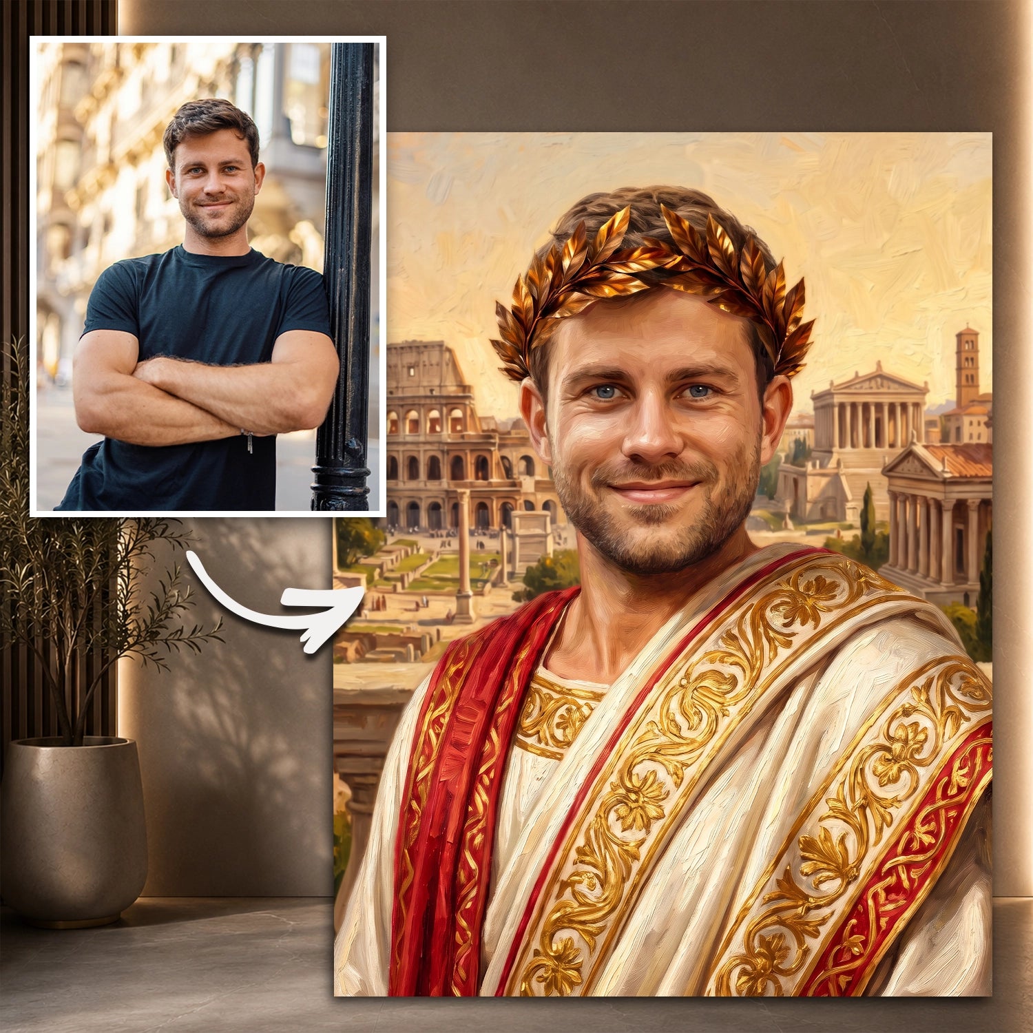 Image of Oryginalny prezent dla mężczyzny – portret na płótnie ze zdjęcia On jako Cezar