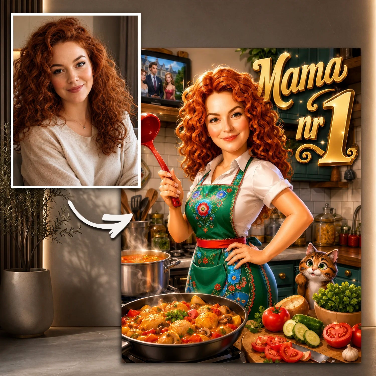 Image of Wyjątkowy prezent dla mamy – portret na szkle ze zdjęcia Mama numer 1