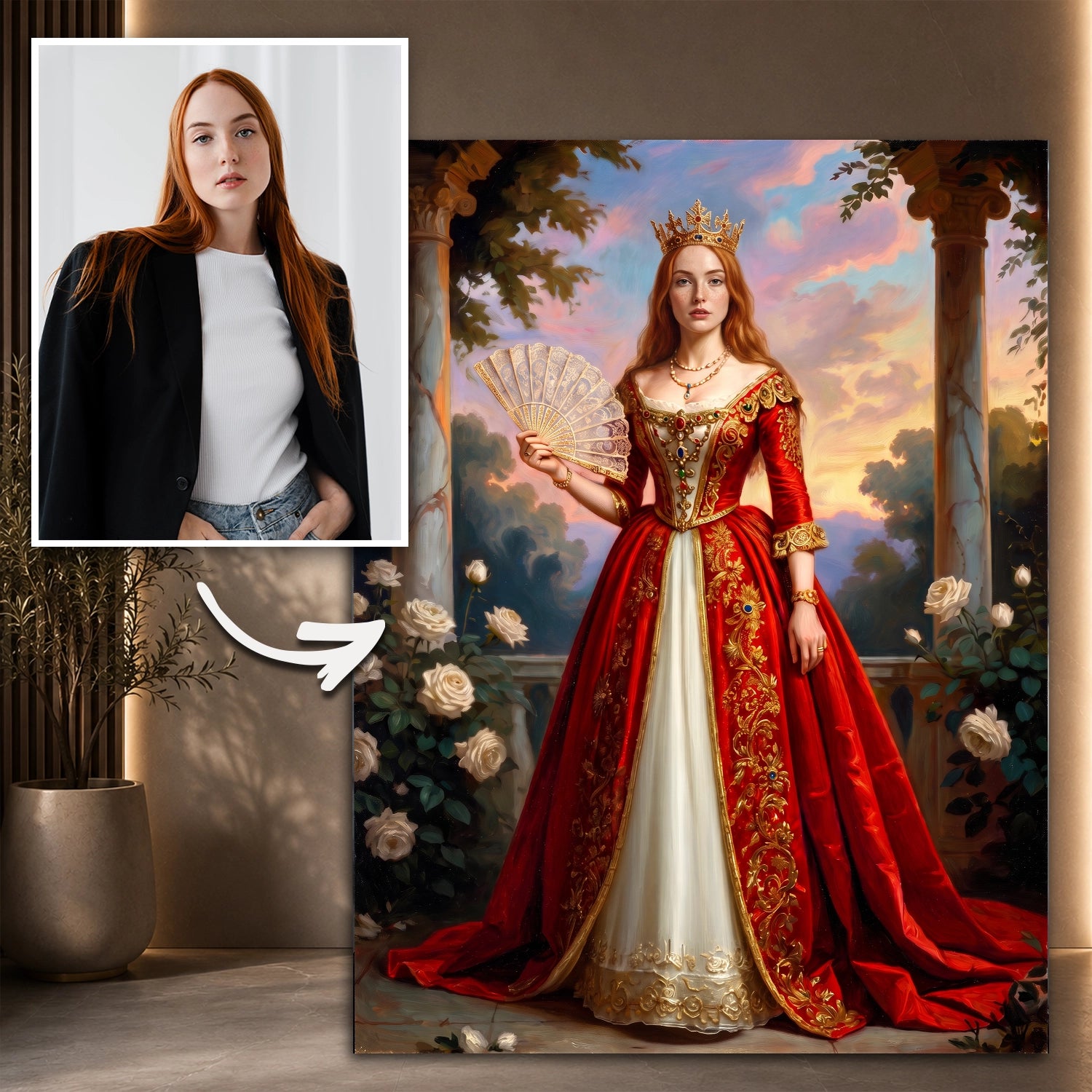 Image of Wyjątkowy prezent dla niej na urodziny – portret na płótnie ze zdjęcia Madame