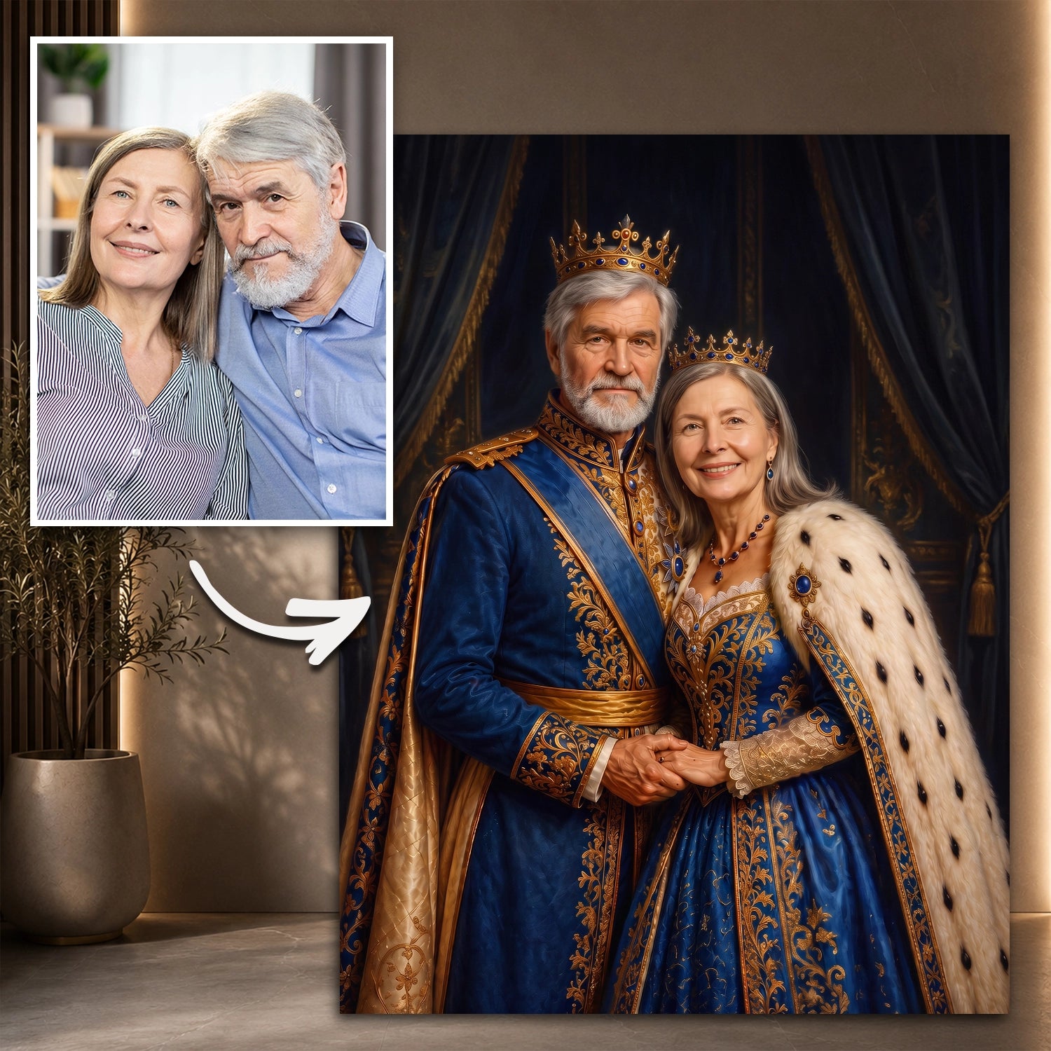 Image of Wyjątkowy prezent dla pary na rocznicę – portret na szkle ze zdjęcia Oni w królewskim stylu