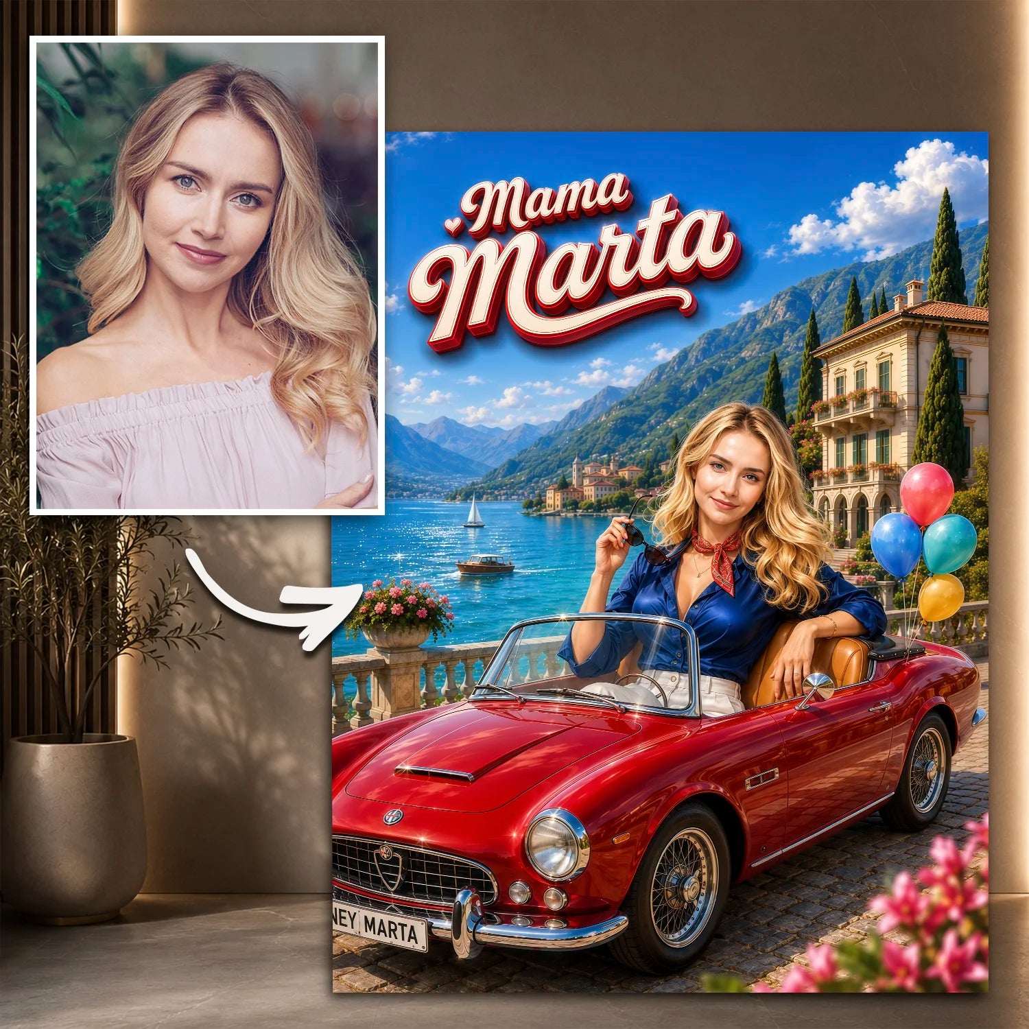 Image of Oryginalny prezent dla mamy na urodziny – portret na szkle Mama na wakacjach