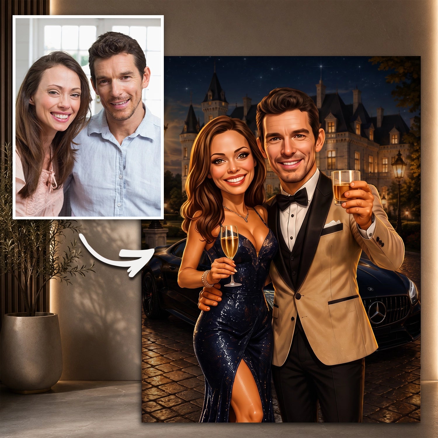 Image of Wieczór w wielkim stylu – portret pary na szkle z Waszego zdjęcia