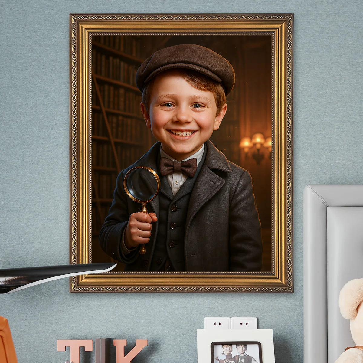 Image of Portret małego detektywa - obraz na płótnie z Twojego zdjęcia