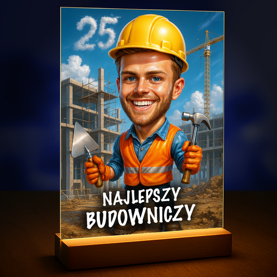 Portret najlepszego budowniczego - druk na szkle, portret z Twojego zdjęcia