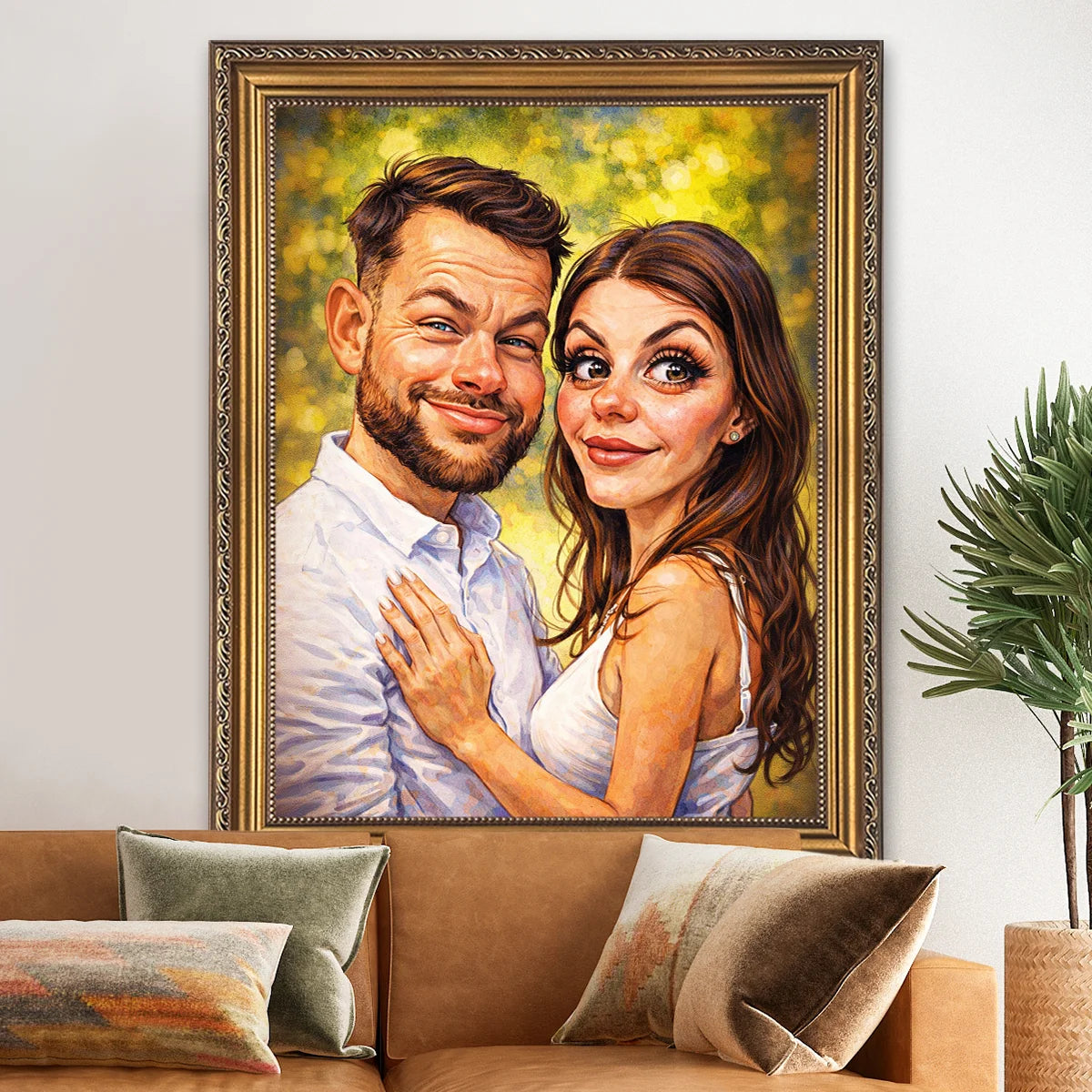 Image of Portret pary w stylu karykatury ze zdjęcia – personalizowany obraz dla dwojga, zabawny prezent na rocznicę lub ślub
