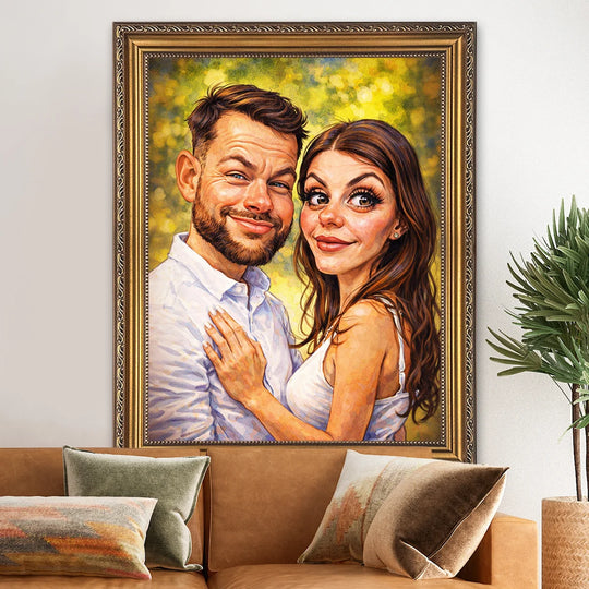 Wspólne chwile w karykaturze - obraz na płótnie, personalizowany prezent na rocznicę