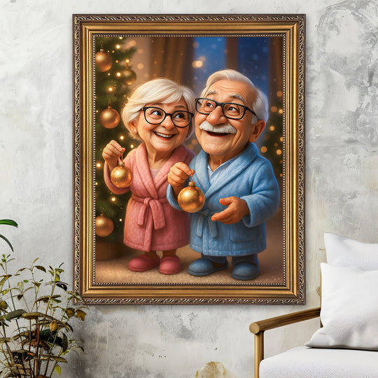 Świąteczny czas karykatura - obraz na płótnie z Twojego zdjęcia