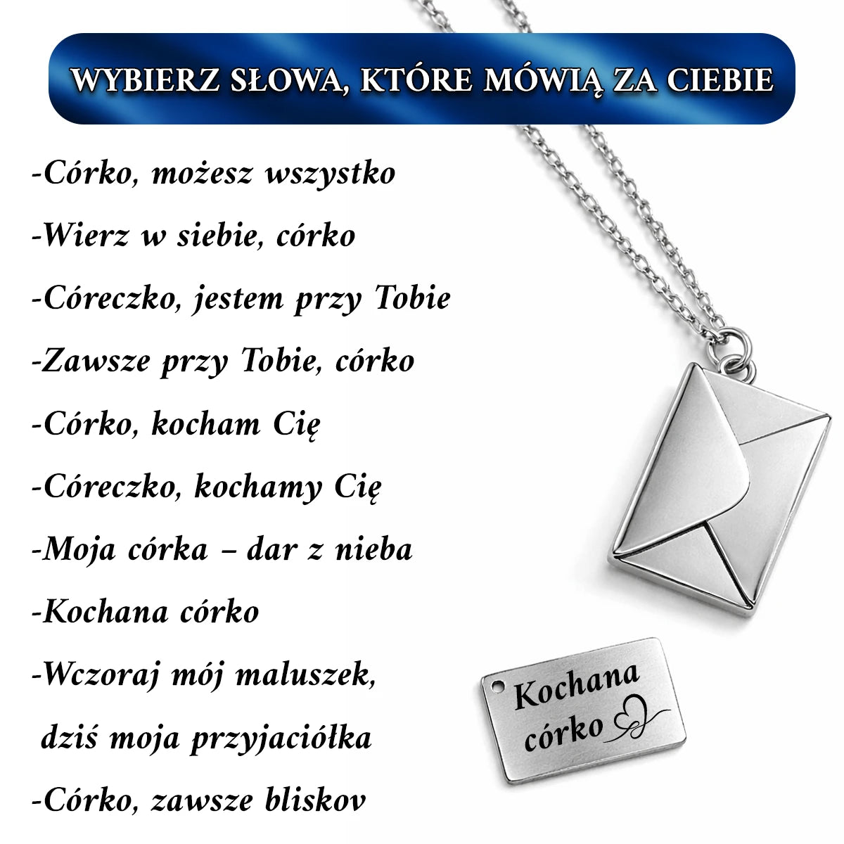 Image of Kochana córko - personalizowany wisiorek koperta z grawerem