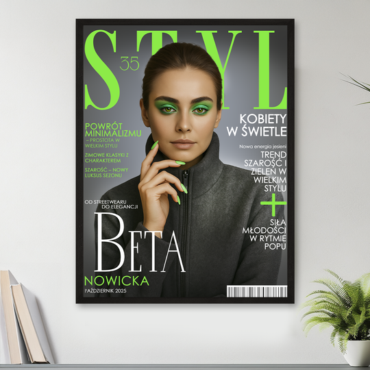 Dziewczyna jak z okładki magazynu styl - plakat z Twojego zdjęcia