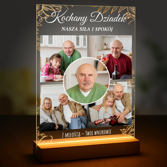Kochany dziadek kolaż - druk na szkle z Twojego zdjęcia