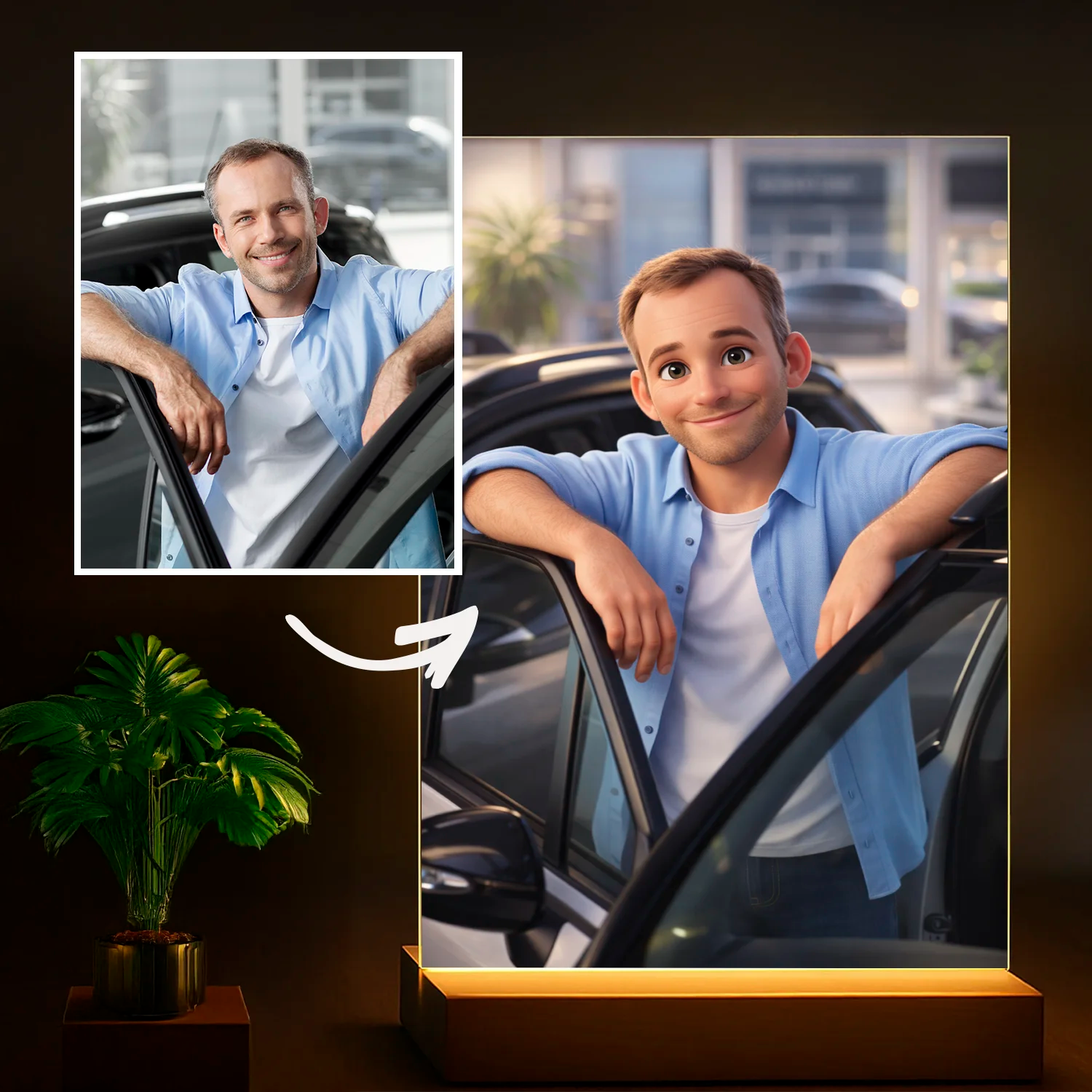 Image of Mężczyzna w stylu bajkowej animacji - druk na szkle, personalizowany prezent na urodziny