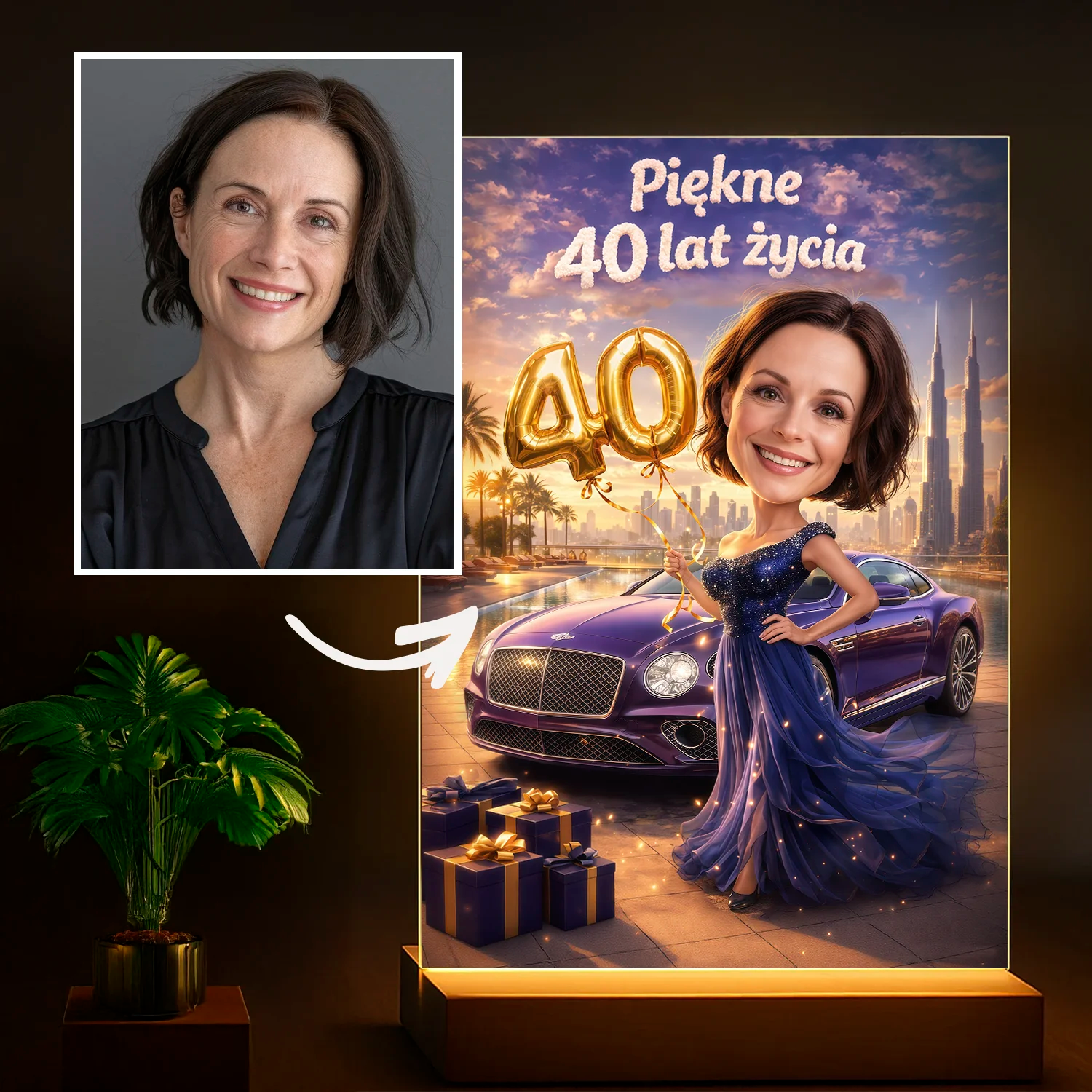 Image of Piękne 40 lat życia - druk na szkle, personalizowany prezent na 40. urodziny