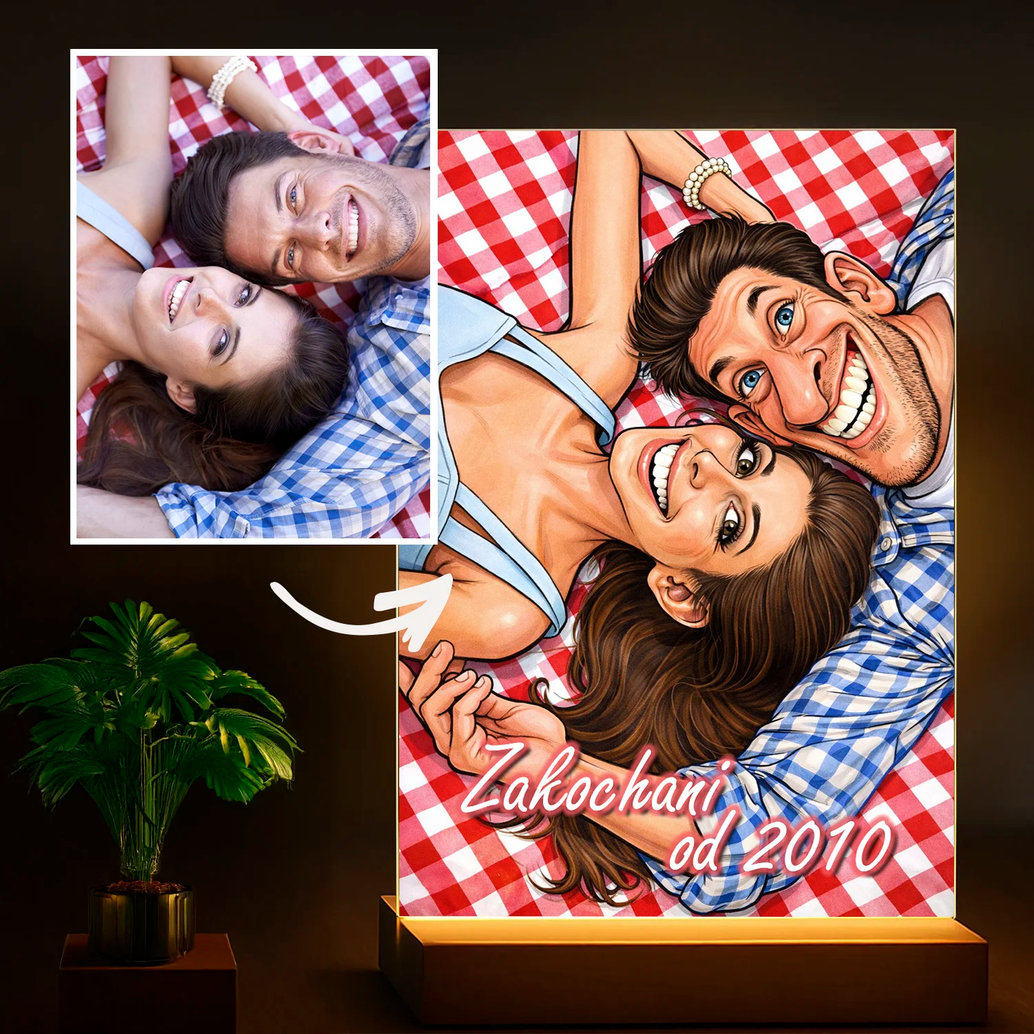 Image of Zakochani od... - druk na szkle, personalizowany prezent na rocznicę
