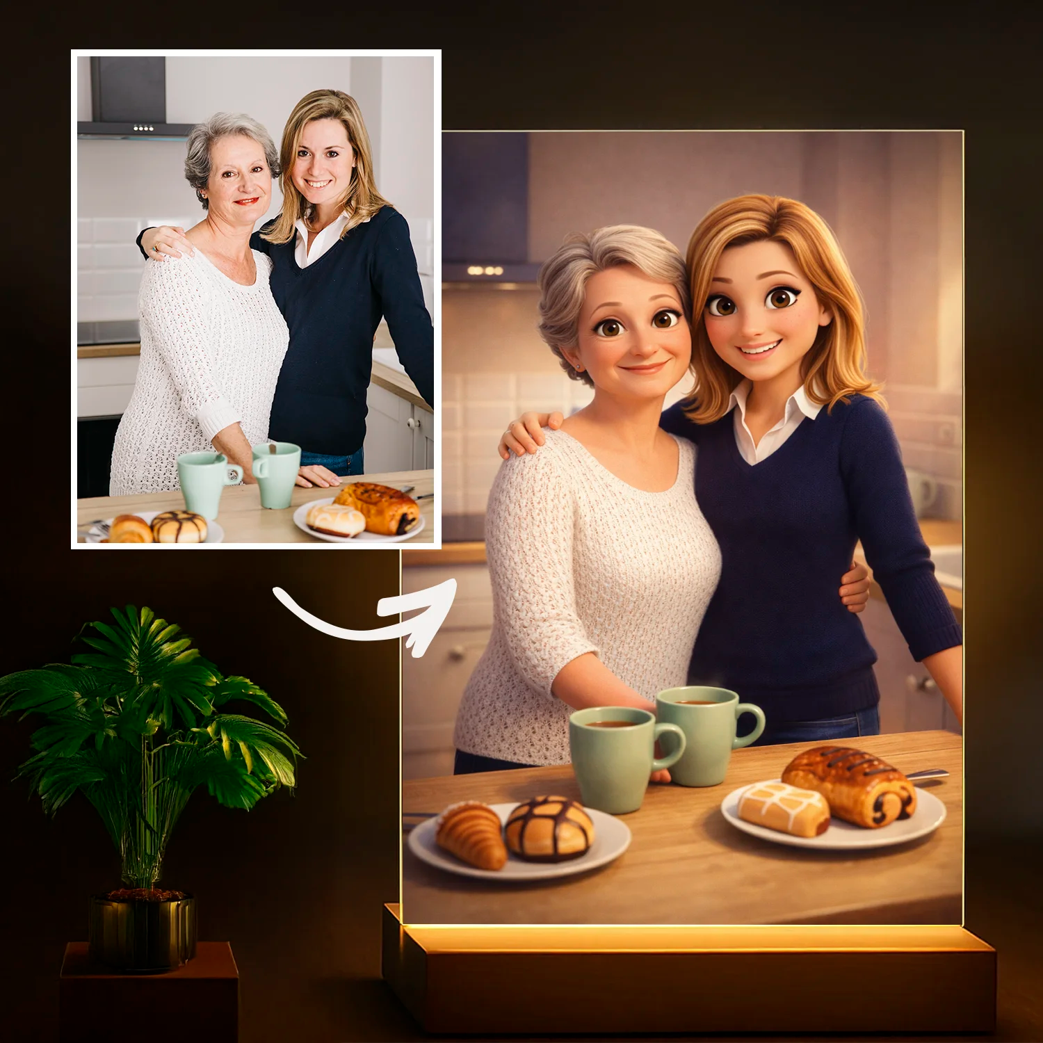 Image of Matka i córka w bajkowym stylu - druk na szkle, personalizowany prezent na Dzień Matki