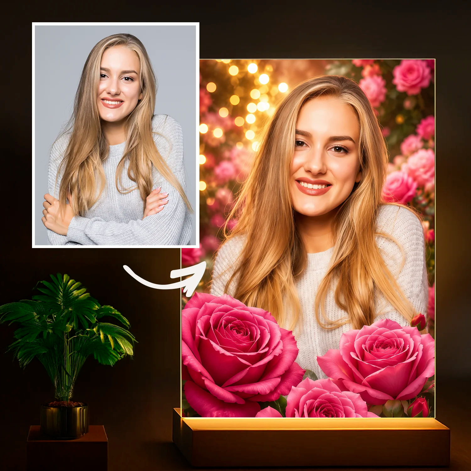 Image of Wyjątkowy prezent dla kobiety na urodziny – portret na szkle ze zdjęcia Pośród Kwiatów