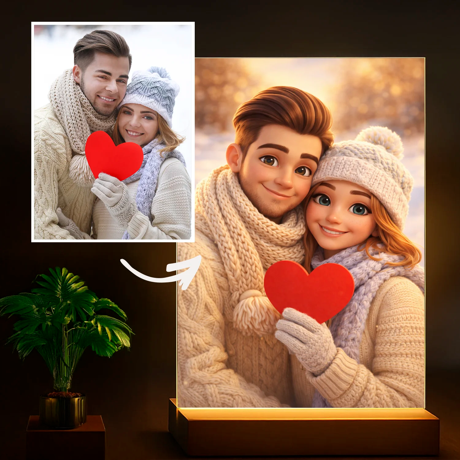 Image of Miłość uchwycona w ilustracji - druk na szkle z Twojego zdjęcia