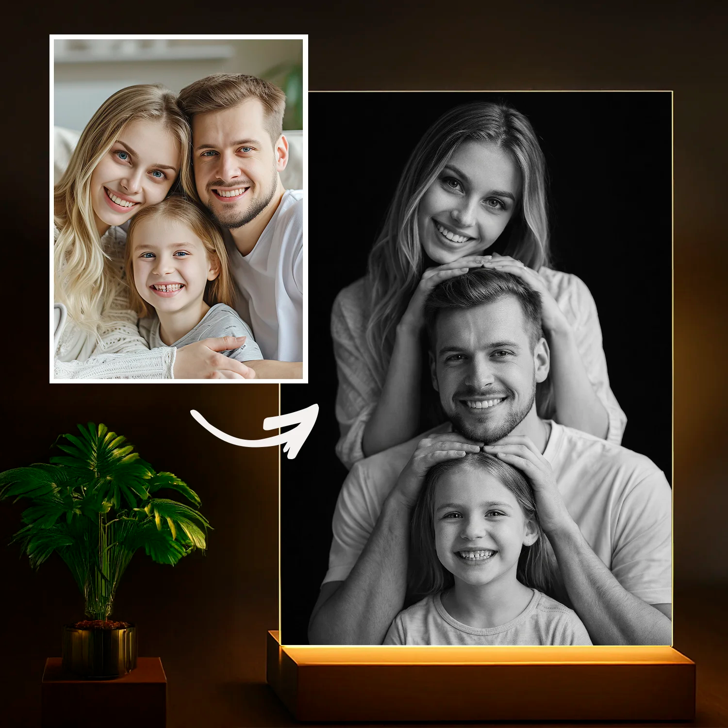 Image of Szczęśliwa rodzina - druk na szkle, personalizowany prezent na święta