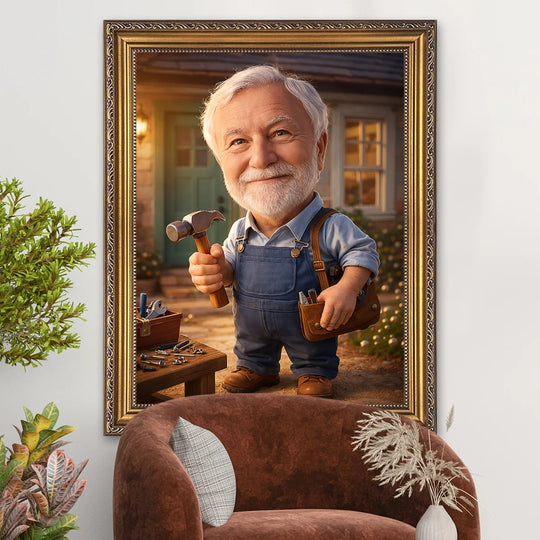 Dziadek majsterkowicz - obraz na płótnie z Twojego zdjęcia