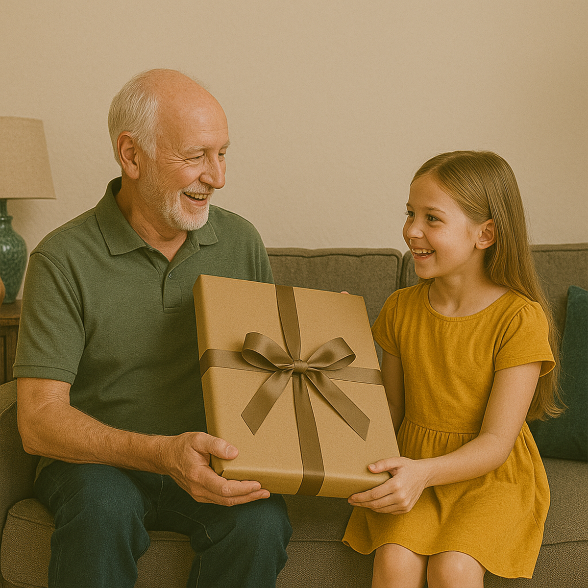 Image of Portret dziadka i wnuczki - obraz na płótnie z Twojego zdjęcia