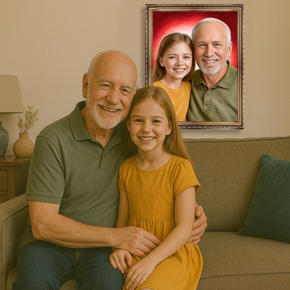 Image of Portret dziadka i wnuczki - obraz na płótnie z Twojego zdjęcia