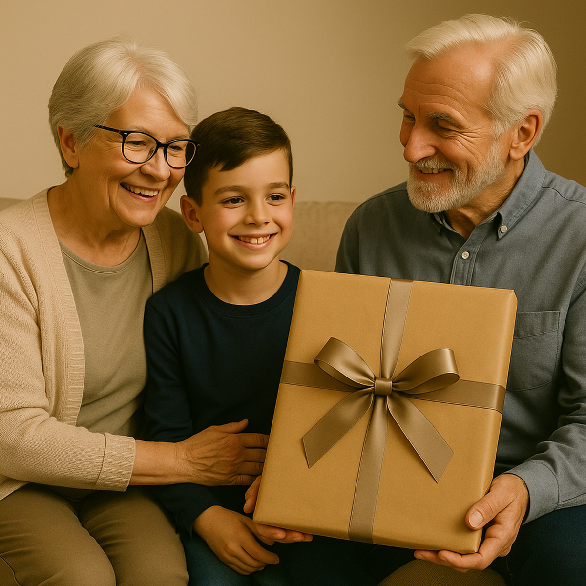 Image of Dziadkowie z wnukiem - obraz na płótnie z Twojego zdjęcia