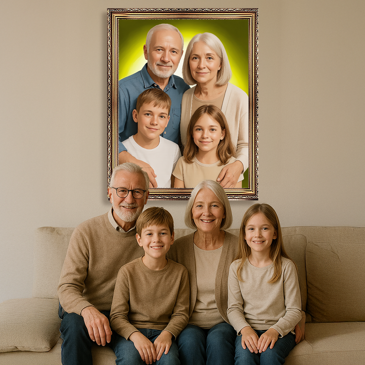 Image of Portret dziadków z wnukami - obraz na płótnie z Twojego zdjęcia