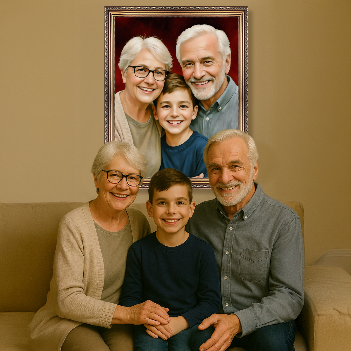 Image of Dziadkowie z wnukiem - obraz na płótnie z Twojego zdjęcia