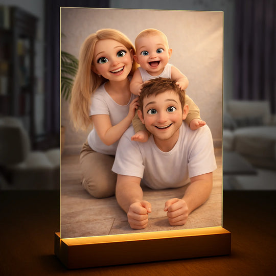 Portret Twojej rodziny w bajkowym stylu - druk na szkle, personalizowany prezent na święta