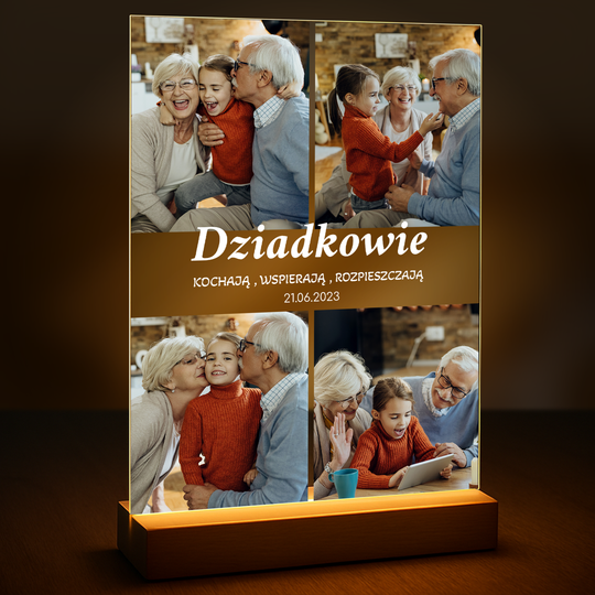 Dziadkowie kolaż 4 zdjęć - druk na szkle z Twojego zdjęcia