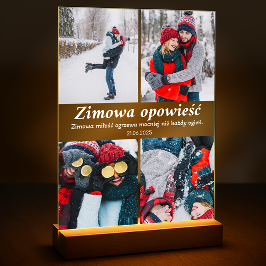 Zimowy kolaż dla pary - druk na szkle z Twojego zdjęcia