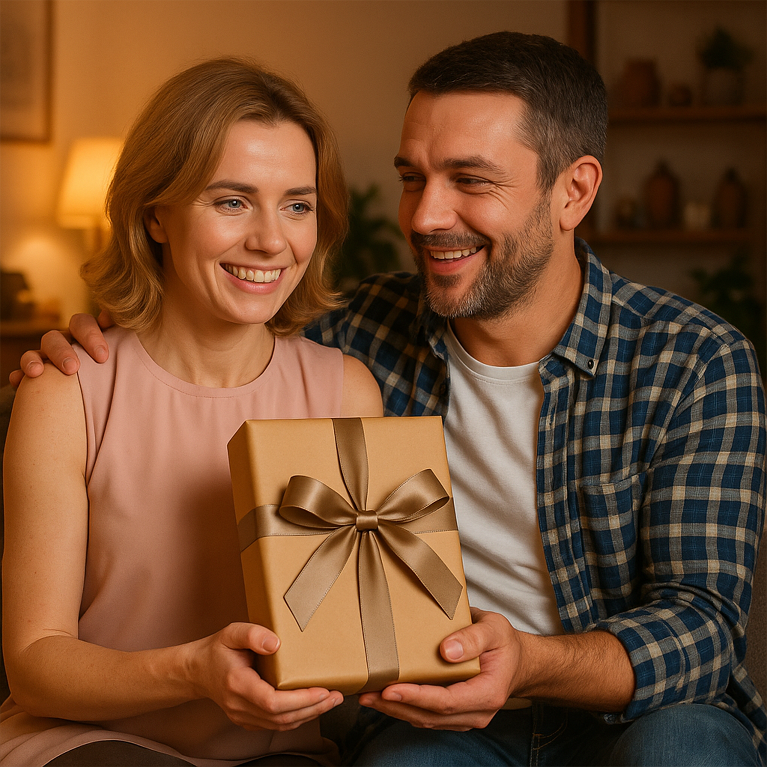 Image of Para na nartach karykatura - druk na szkle, portret z Twojego zdjęcia