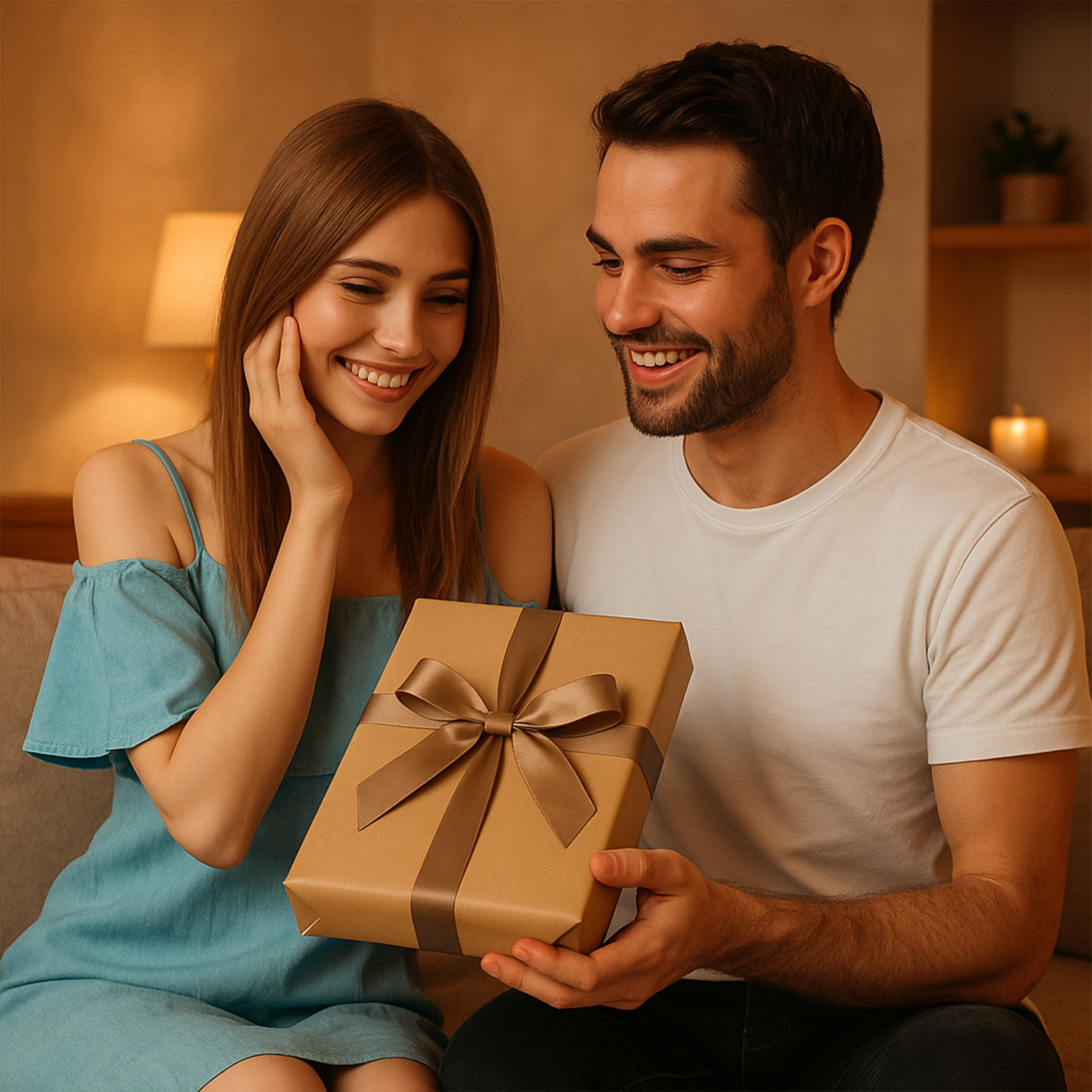 Image of Świąteczna ilustracja pary + napis - druk na szkle, portret z Twojego zdjęcia