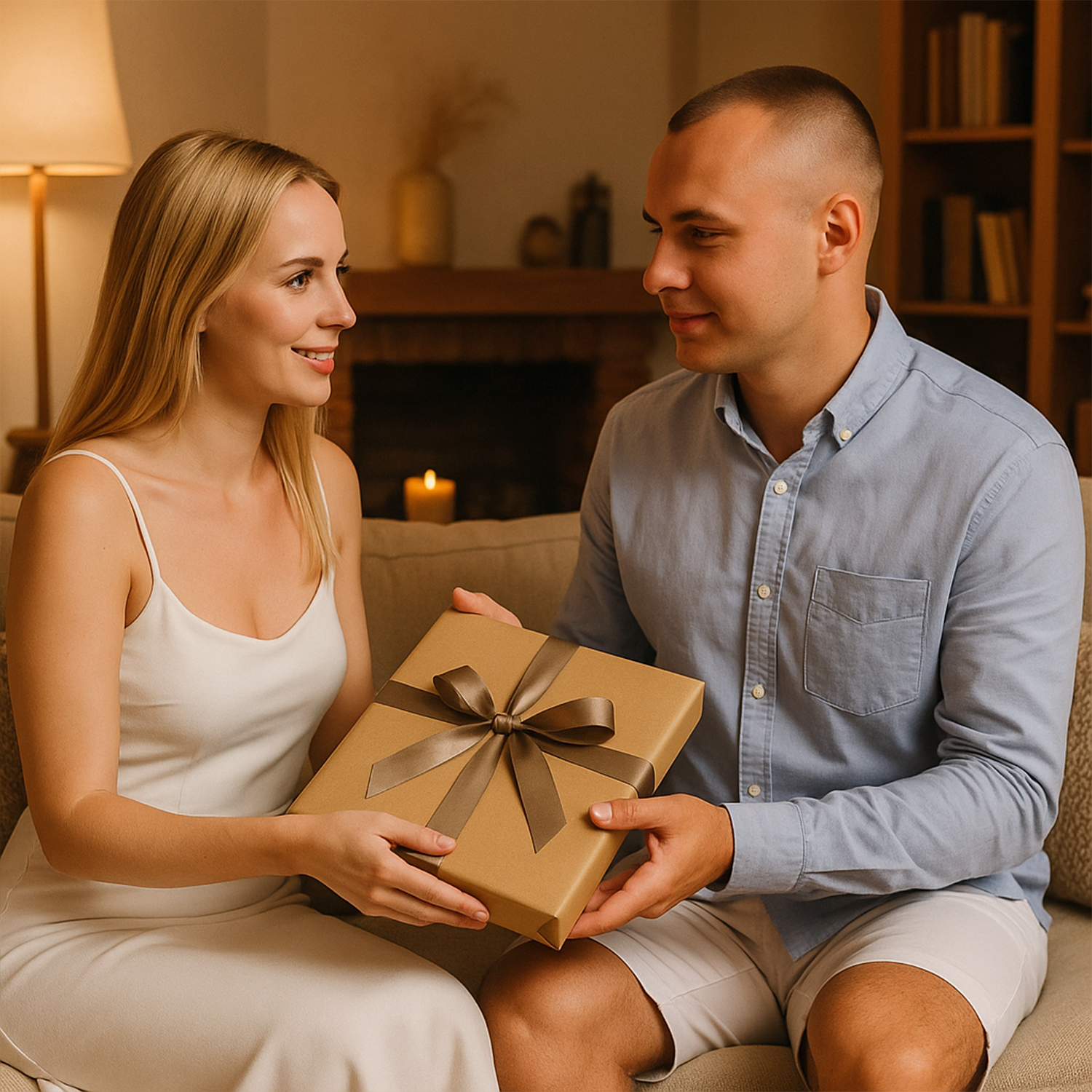 Image of Karykatura + imiona pary - druk na szkle, portret z Twojego zdjęcia