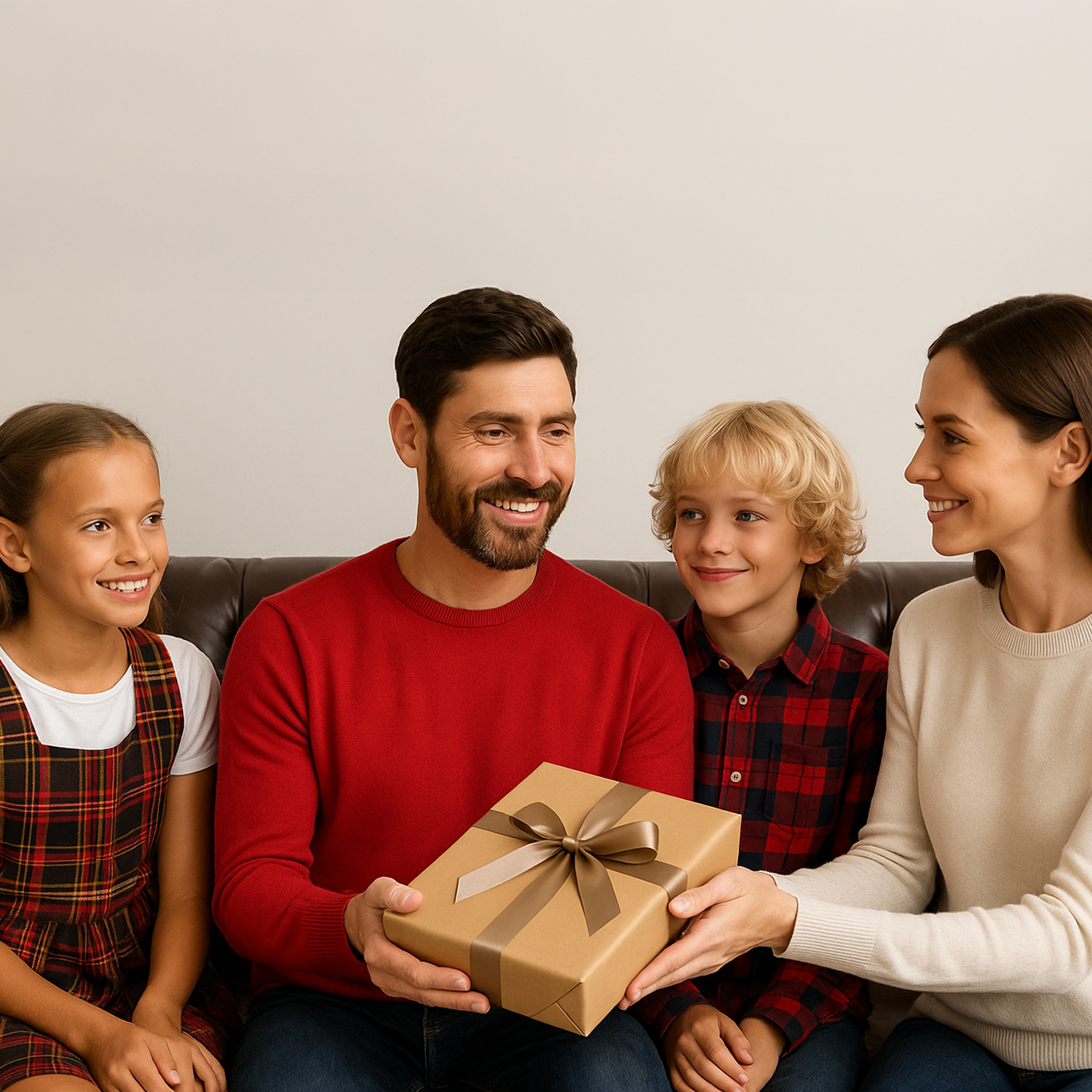 Image of Wspólny portret taty i dzieci - druk na szkle, portret z Twojego zdjęcia