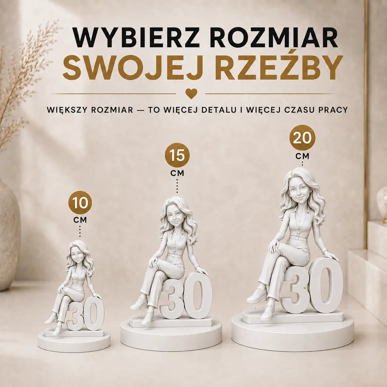 Image of Prezent na 10. rocznicę dla pary – personalizowana figurka 3D Dekada razem
