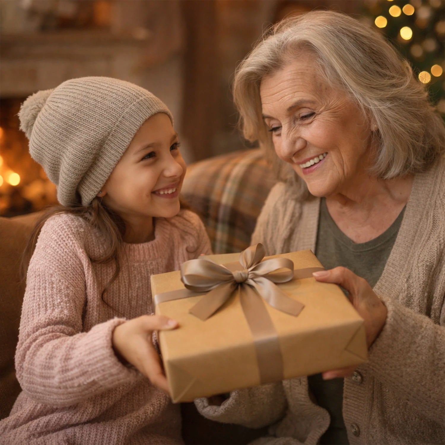 Image of Ilustracja babci i wnuczki w stylu bajkowym - druk na szkle, portret z Twojego zdjęcia