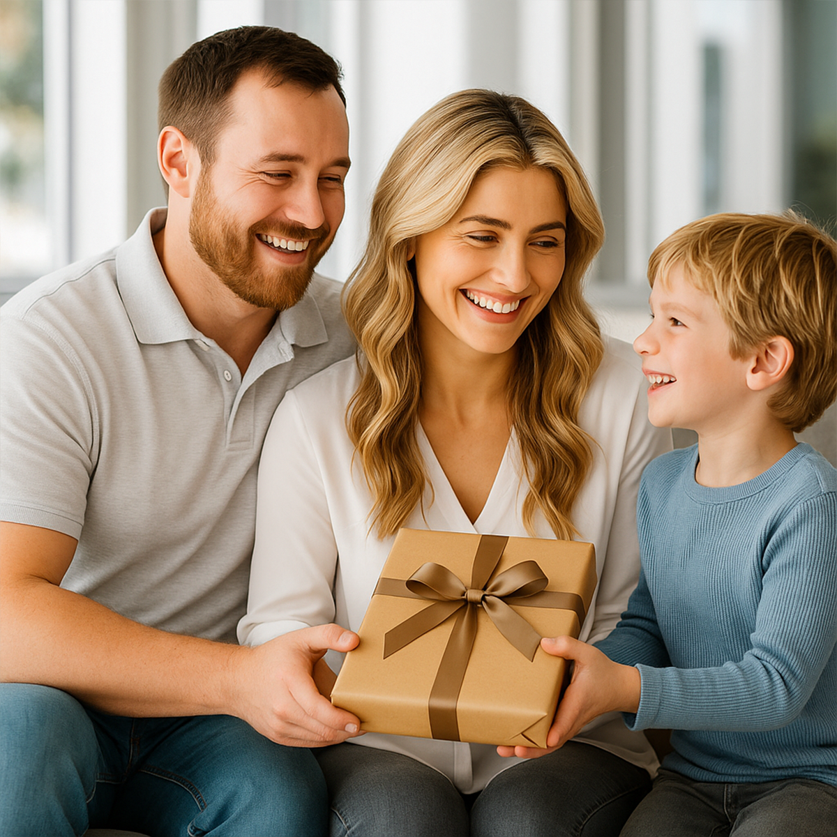 Image of Portret rodziców z dzieckiem - druk na szkle, portret z Twojego zdjęcia