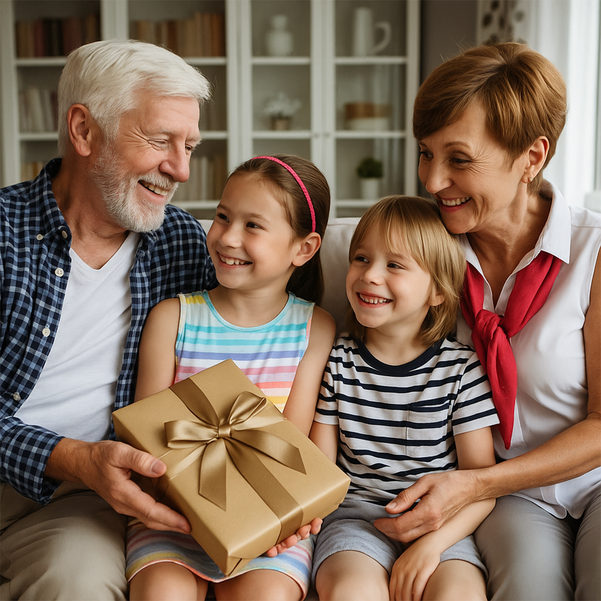 Image of Portret dziadków z wnukami - druk na szkle, portret z Twojego zdjęcia