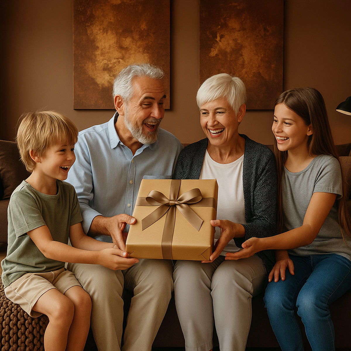 Image of Portret wnuków z dziadkami - druk na szkle, portret z Twojego zdjęcia