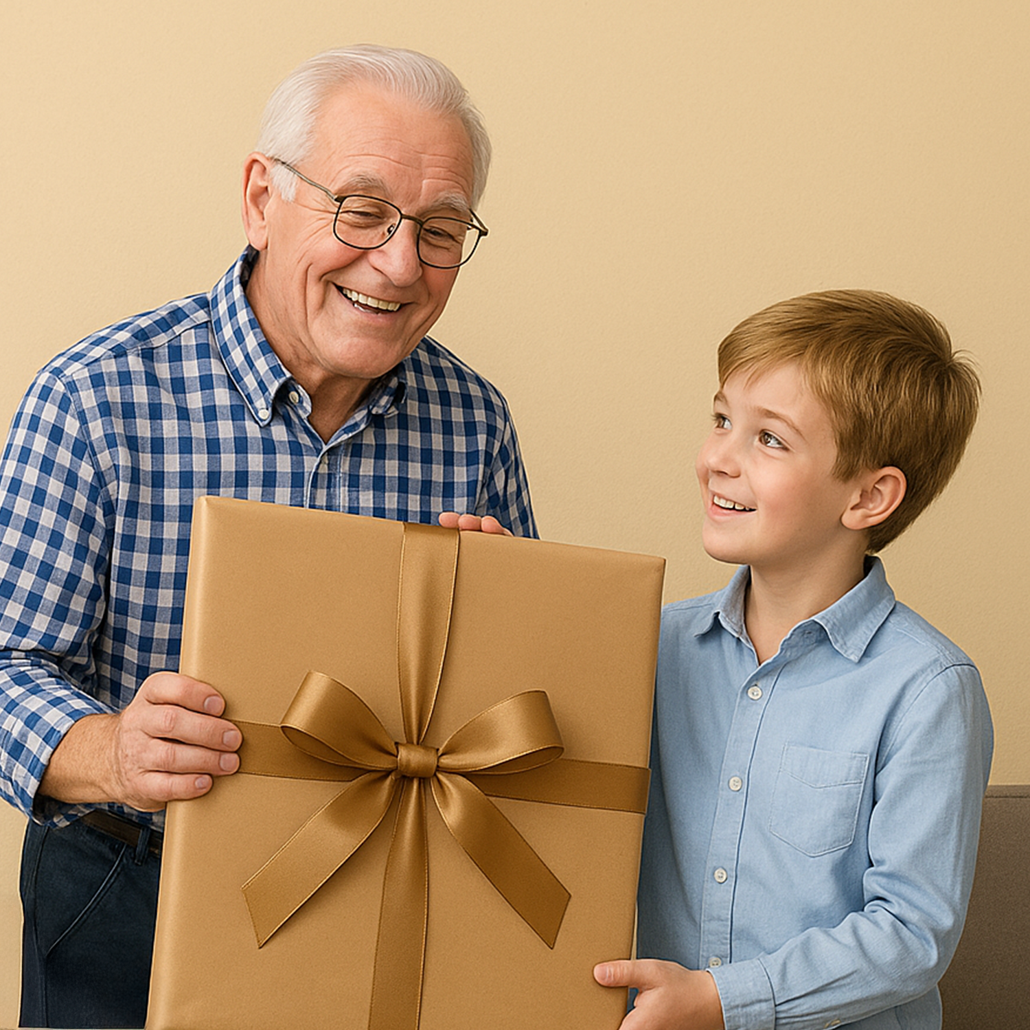 Image of Portret dziadka i wnuka - obraz na płótnie z Twojego zdjęcia