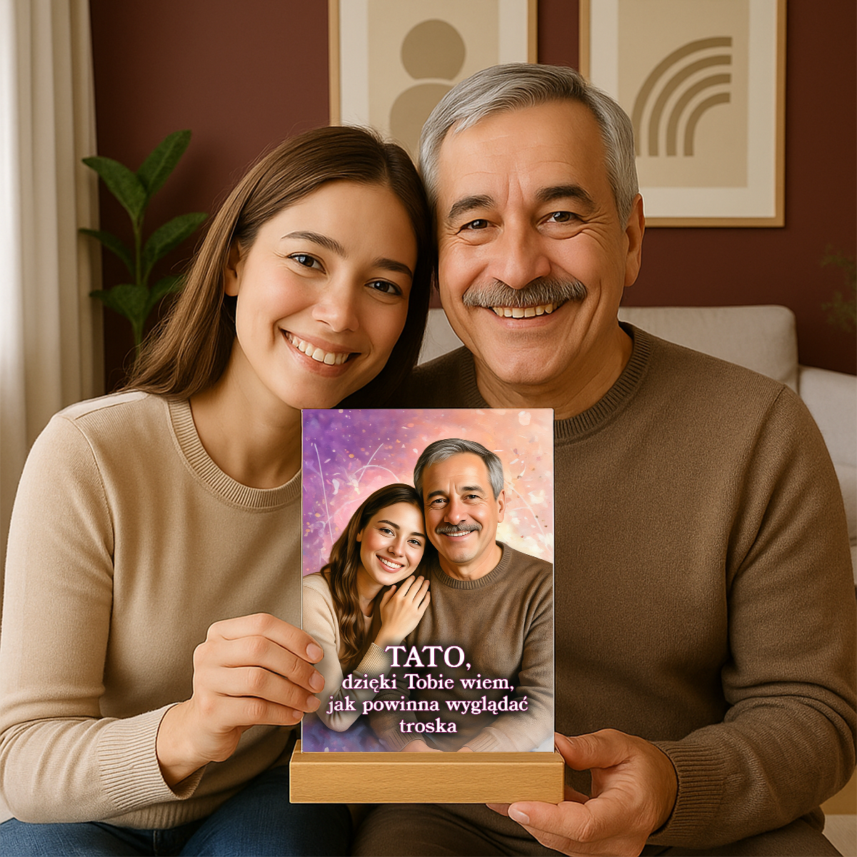 Portret ojca i córki - druk na szkle, portret z Twojego zdjęcia