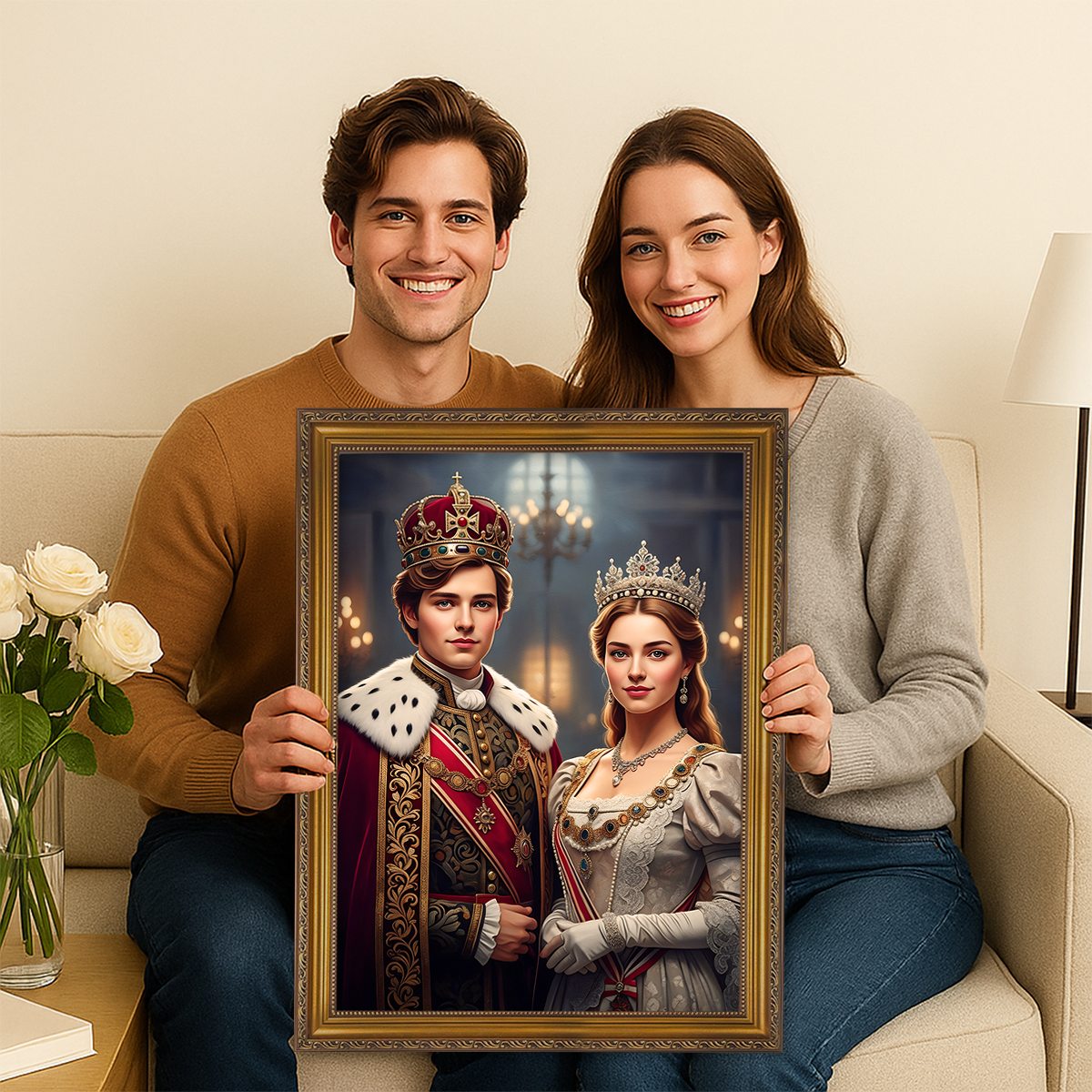 Image of Królewska para w dniu ślubu - obraz na płótnie z Twojego zdjęcia