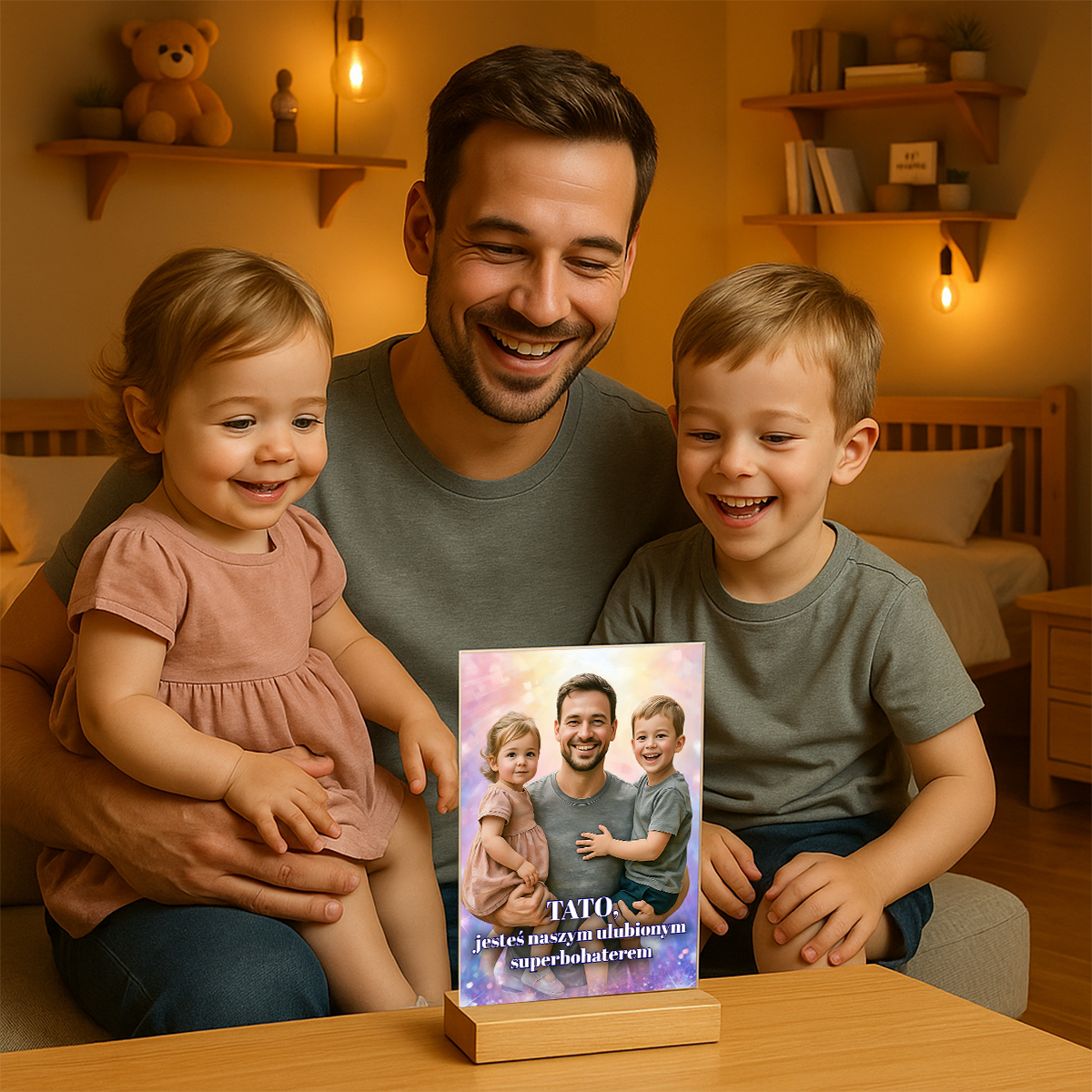 Tata naszym superbohaterem - druk na szkle, portret z Twojego zdjęcia