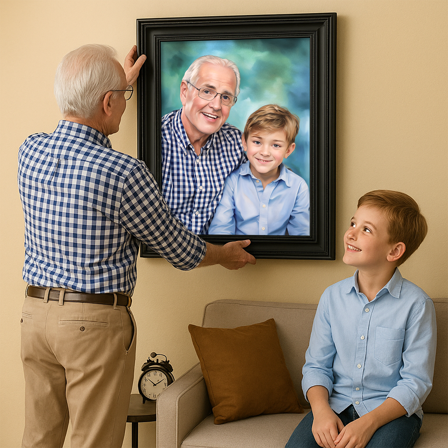 Image of Portret dziadka i wnuka - obraz na płótnie z Twojego zdjęcia