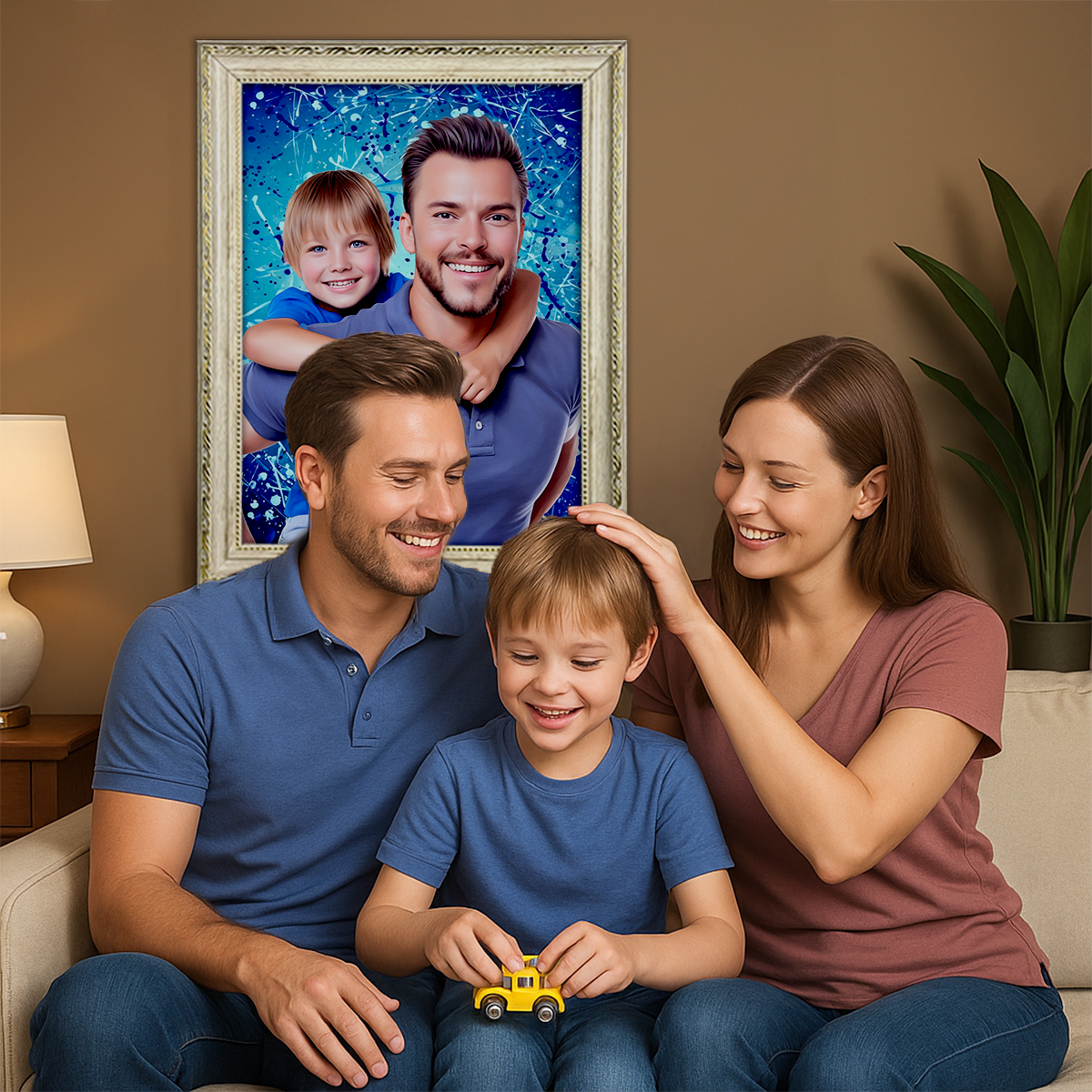 Portret taty i syna - obraz na płótnie z Twojego zdjęcia