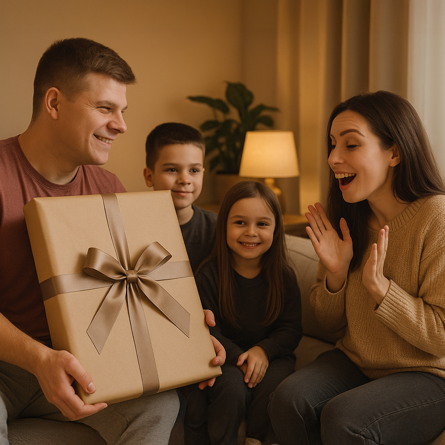 Image of Rodzina w stylu karykatury + napis - plakat z Twojego zdjęcia